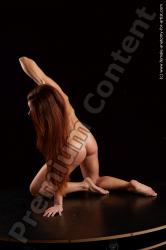 Nude Woman White Kneeling poses - ALL long brown Standard Photoshoot Pinup